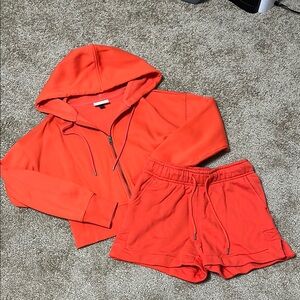 Universal Thread Orange Matching Fleece Hoodie & Shorts Set